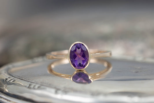 Amethyst Solitaire Ring
