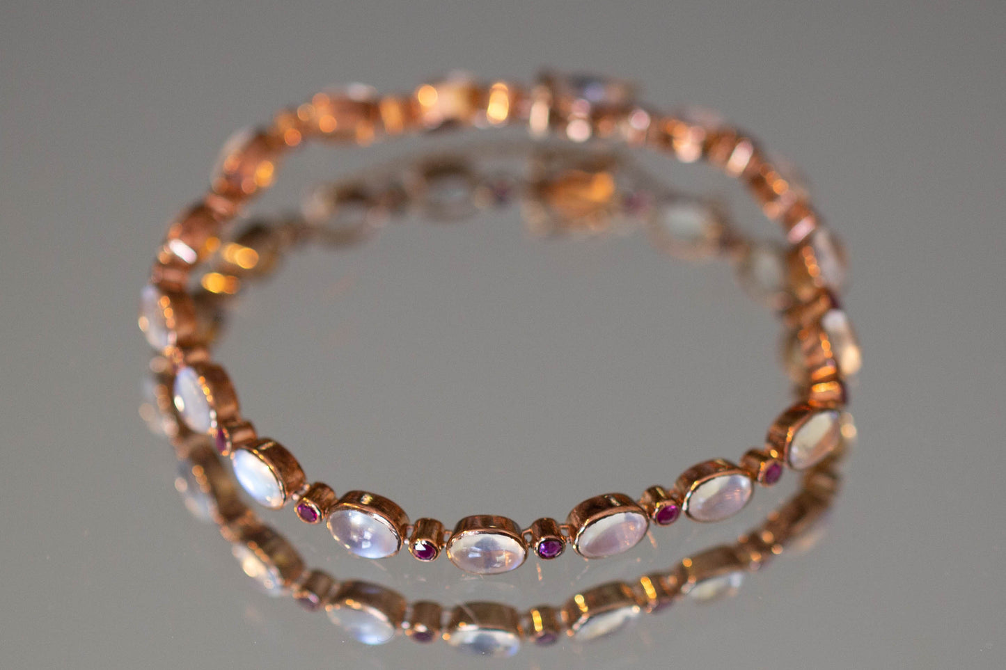 Moonstone and Ruby Bracelet
