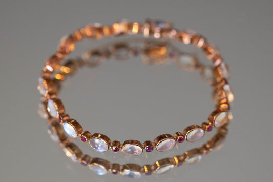 Moonstone and Ruby Bracelet