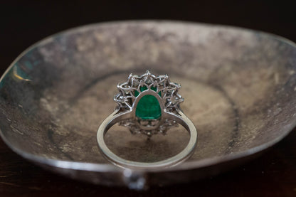Emerald and Diamond Cluster Ring — view 4
