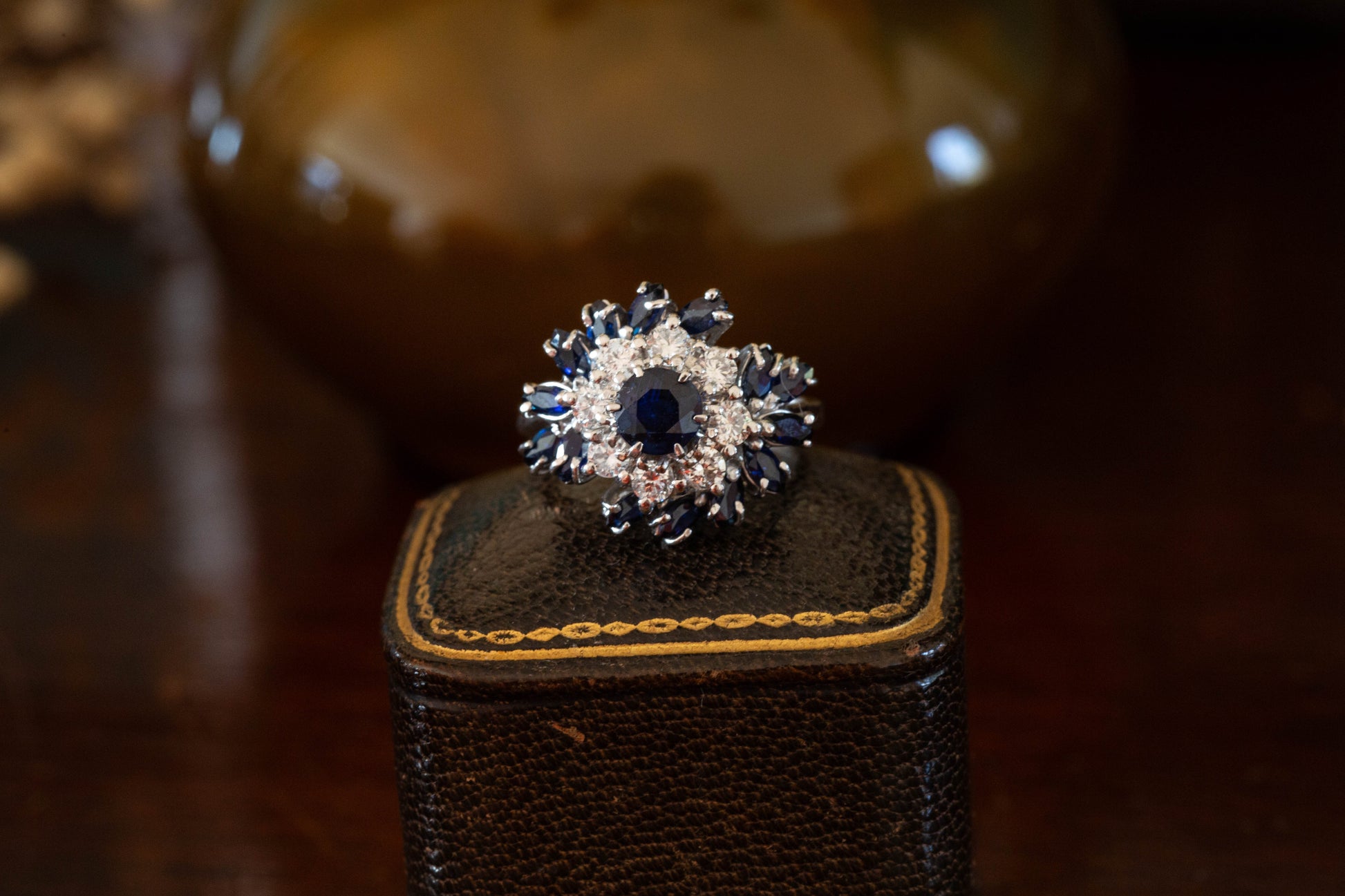 Sapphire and Diamond Cluster Ring — view 4