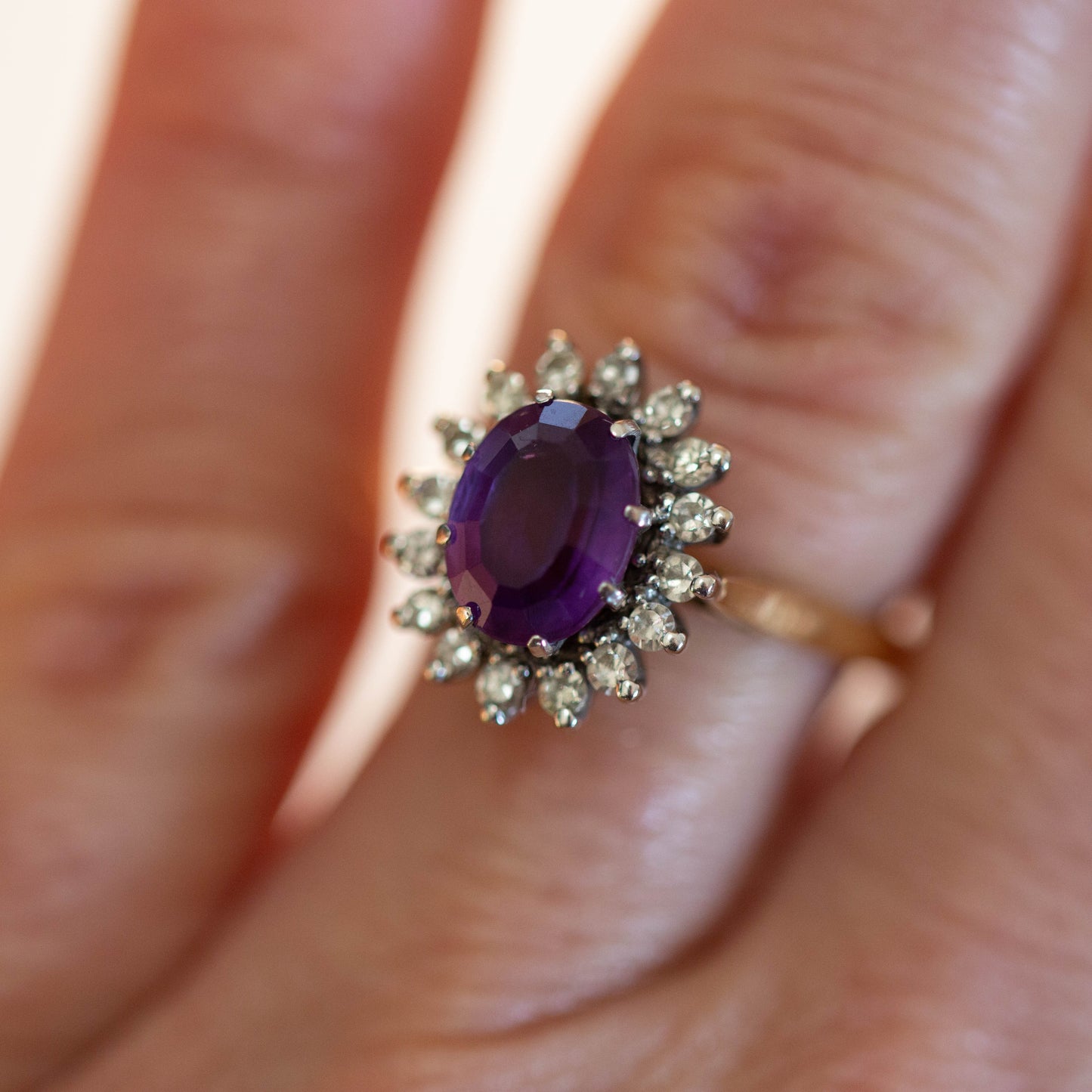 Amethyst and Diamond Cluster Ring — view 6