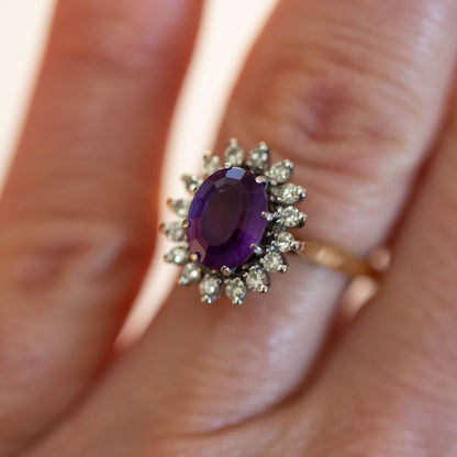 Amethyst and Diamond Cluster Ring — view 6
