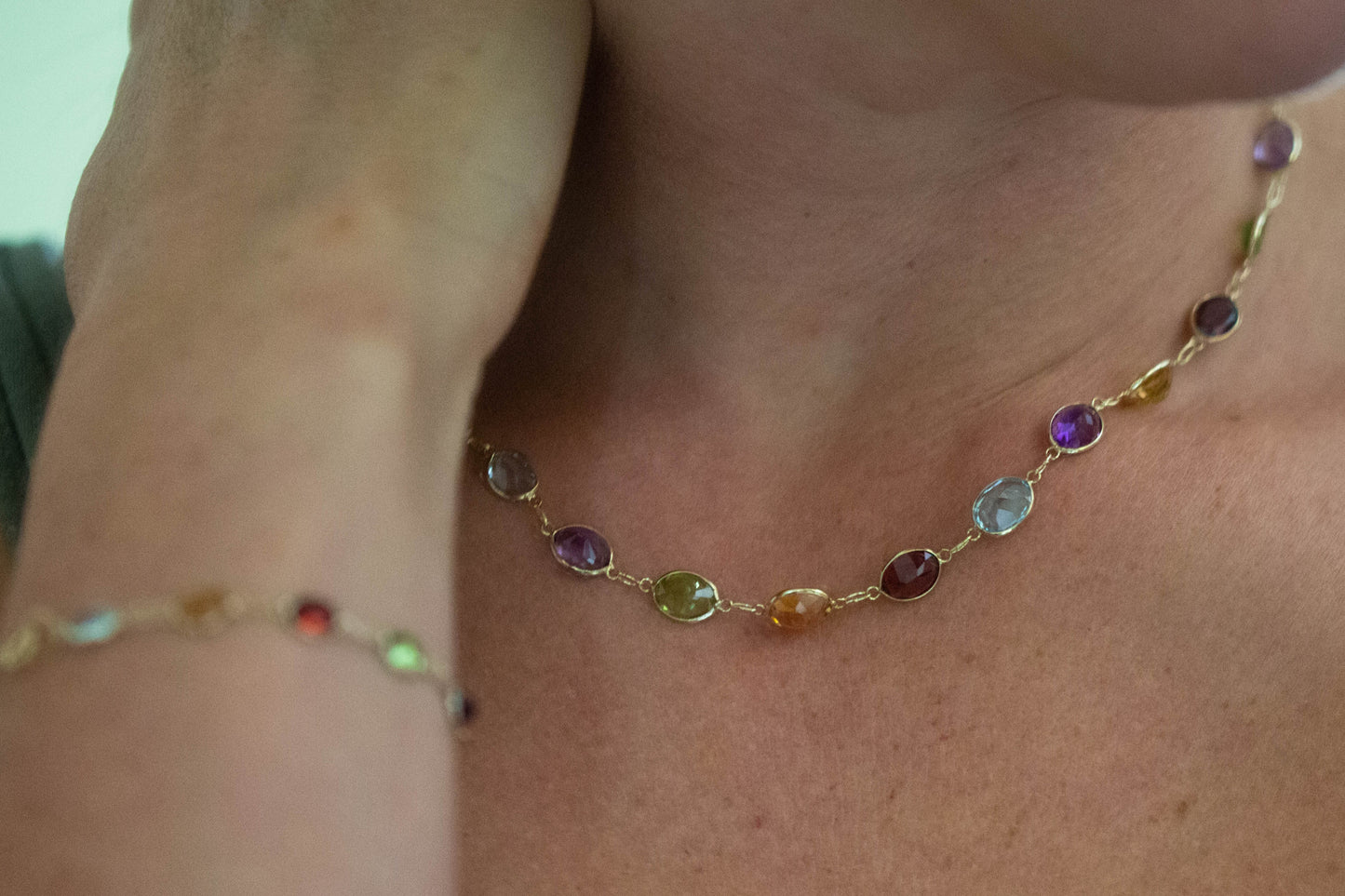 Yellow Gold Multistone Necklace — view 3