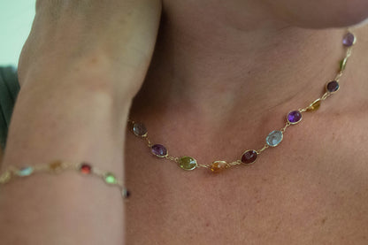 Yellow Gold Multistone Necklace — view 3