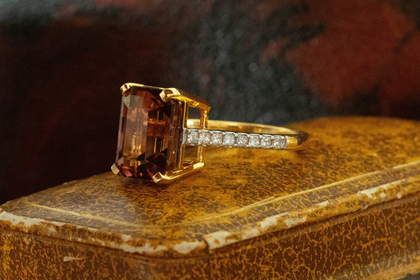 Pink Tourmaline and Diamond Dress Ring — view 6