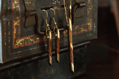 Amber and Gold Drop Earrings — view 5