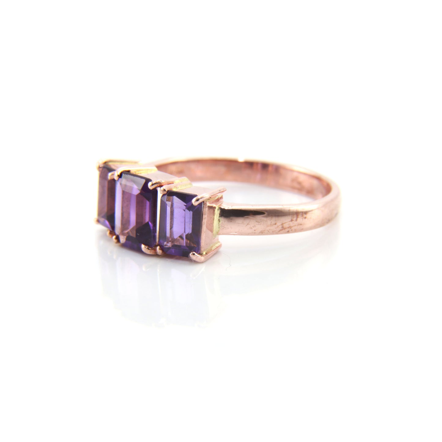 Three Stone Amethyst Ring — view 6