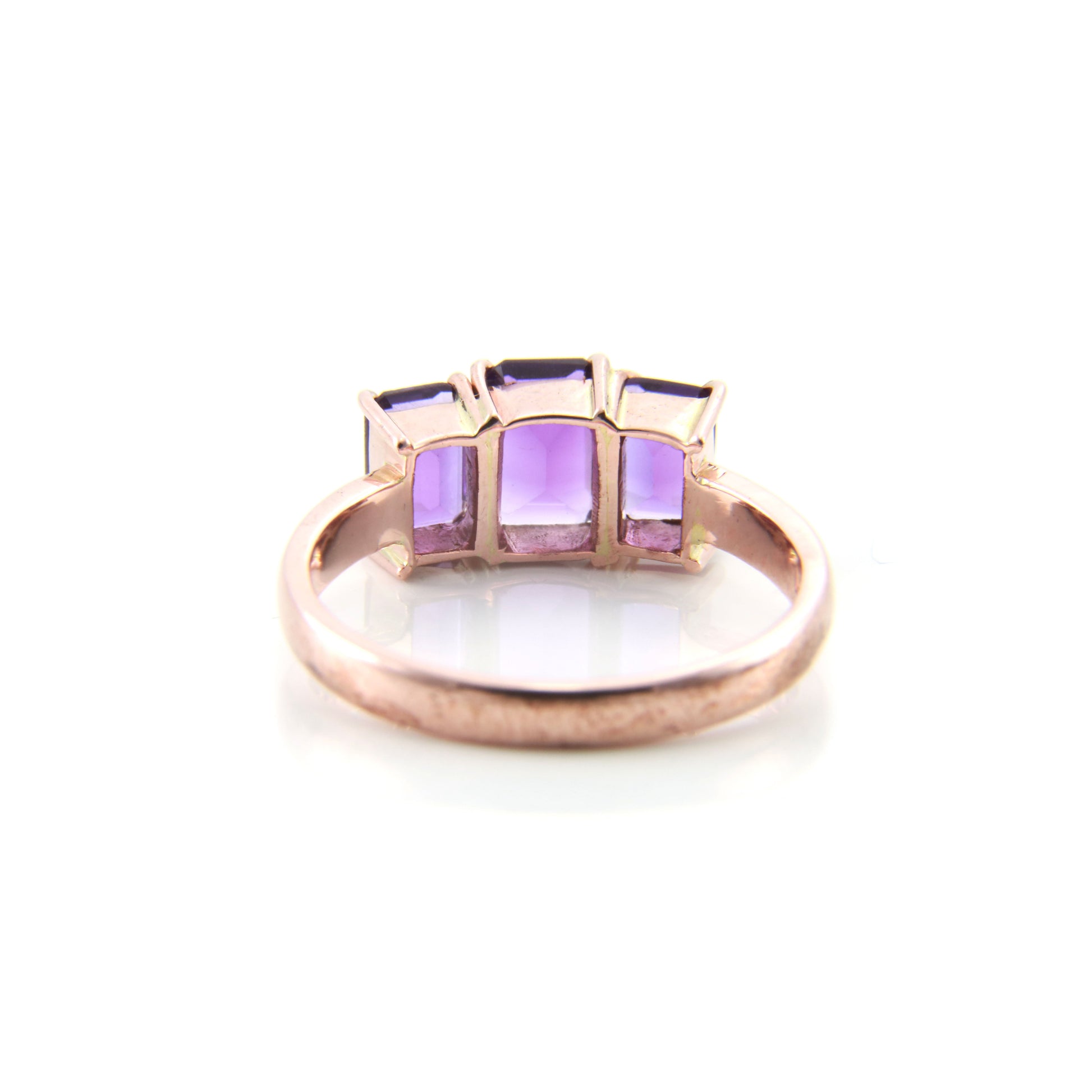 Three Stone Amethyst Ring — view 7