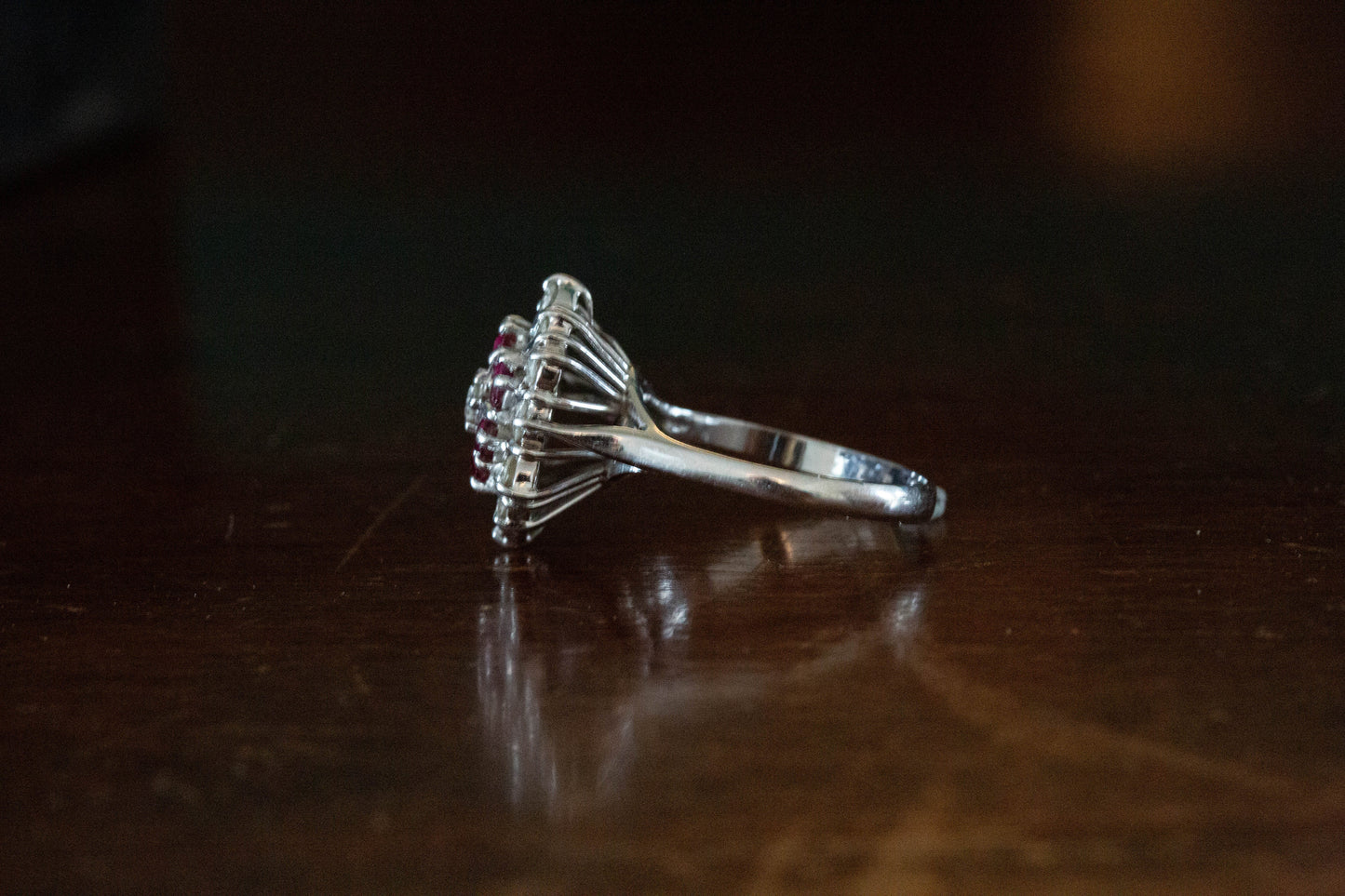 Vintage Ruby and Diamond Cocktail Ring — view 3