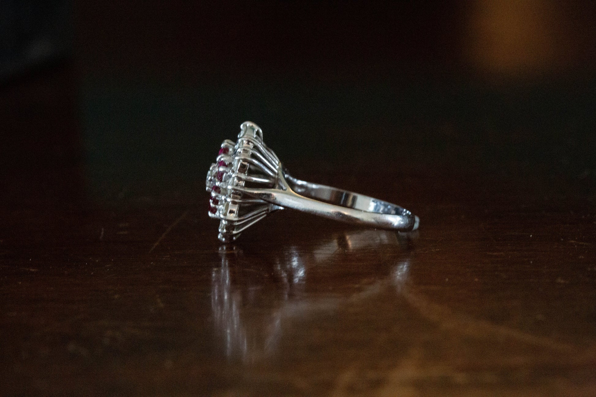 Vintage Ruby and Diamond Cocktail Ring — view 3