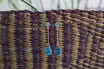 Blue Topaz Drop Earrings