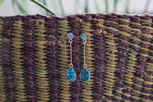 Blue Topaz Drop Earrings