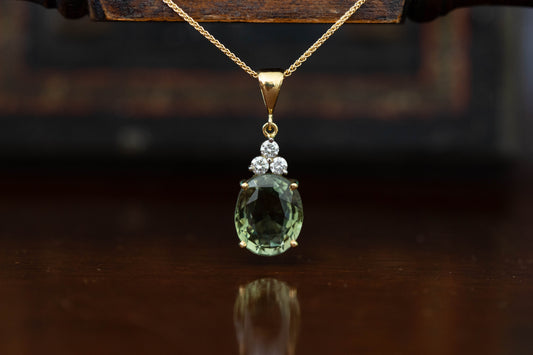Green Tourmaline and Diamond Pendant