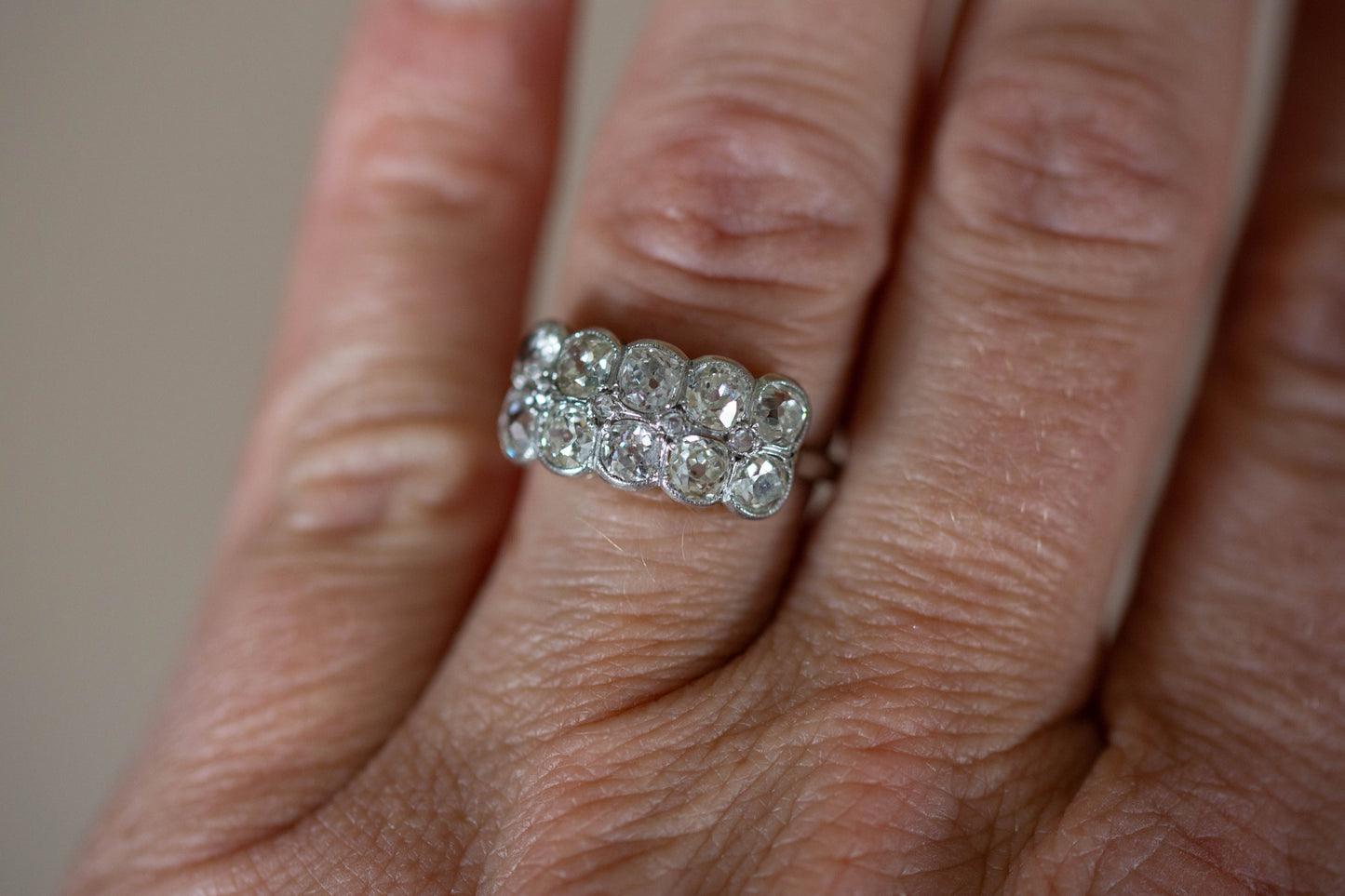 Antique Double Row Diamond Band — view 5
