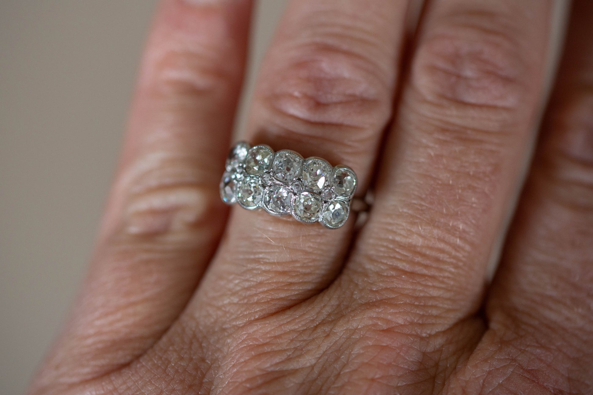 Antique Double Row Diamond Band — view 5
