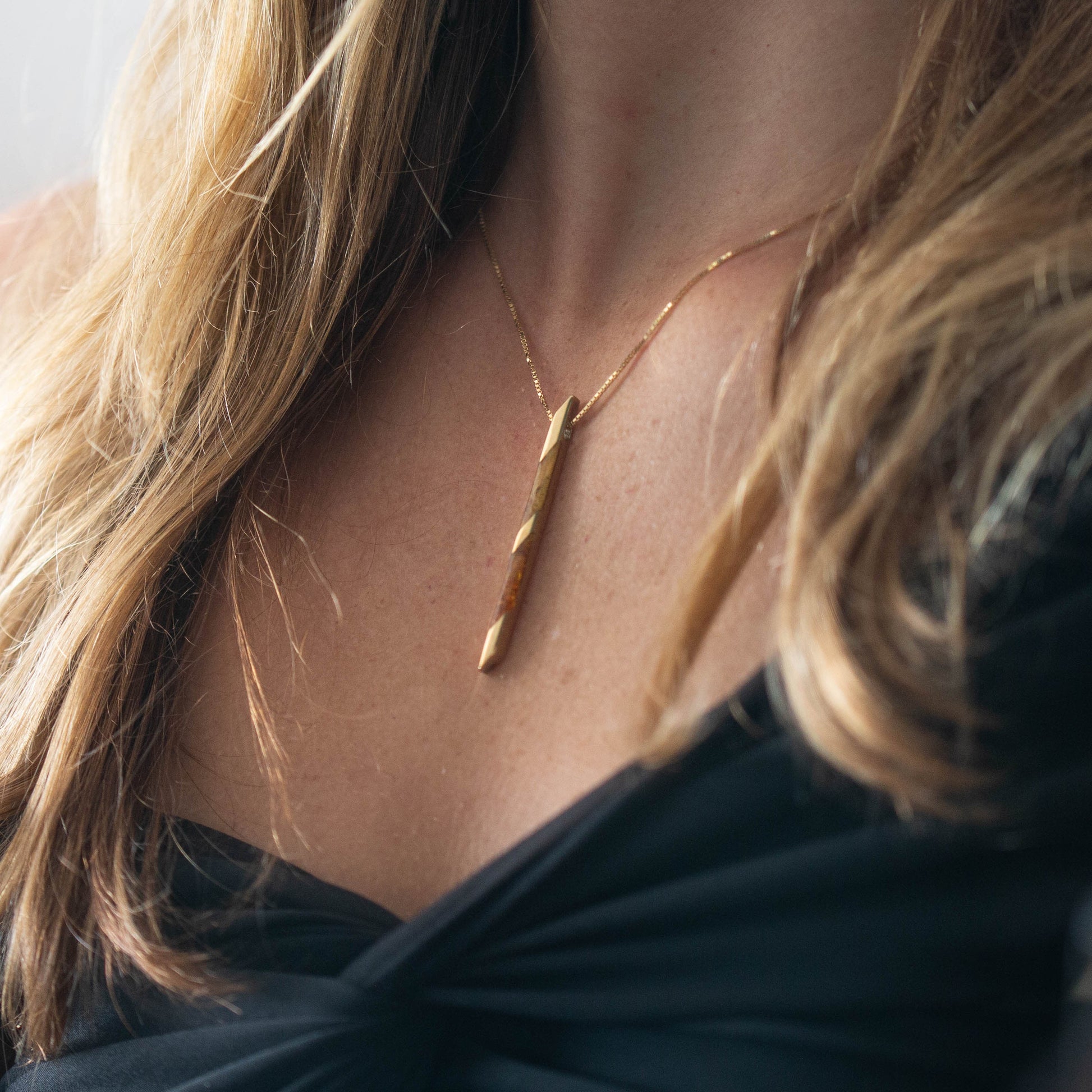 Amber and Gold Drop Pendant — view 3