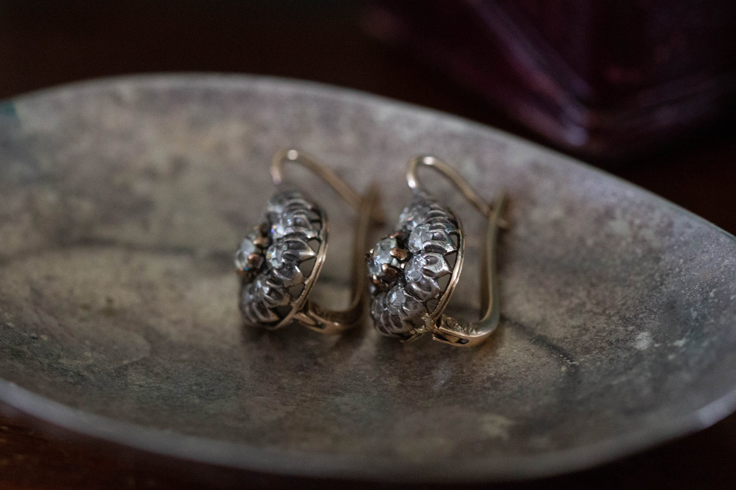 Victorian Diamond Teardrop Earrings — view 4