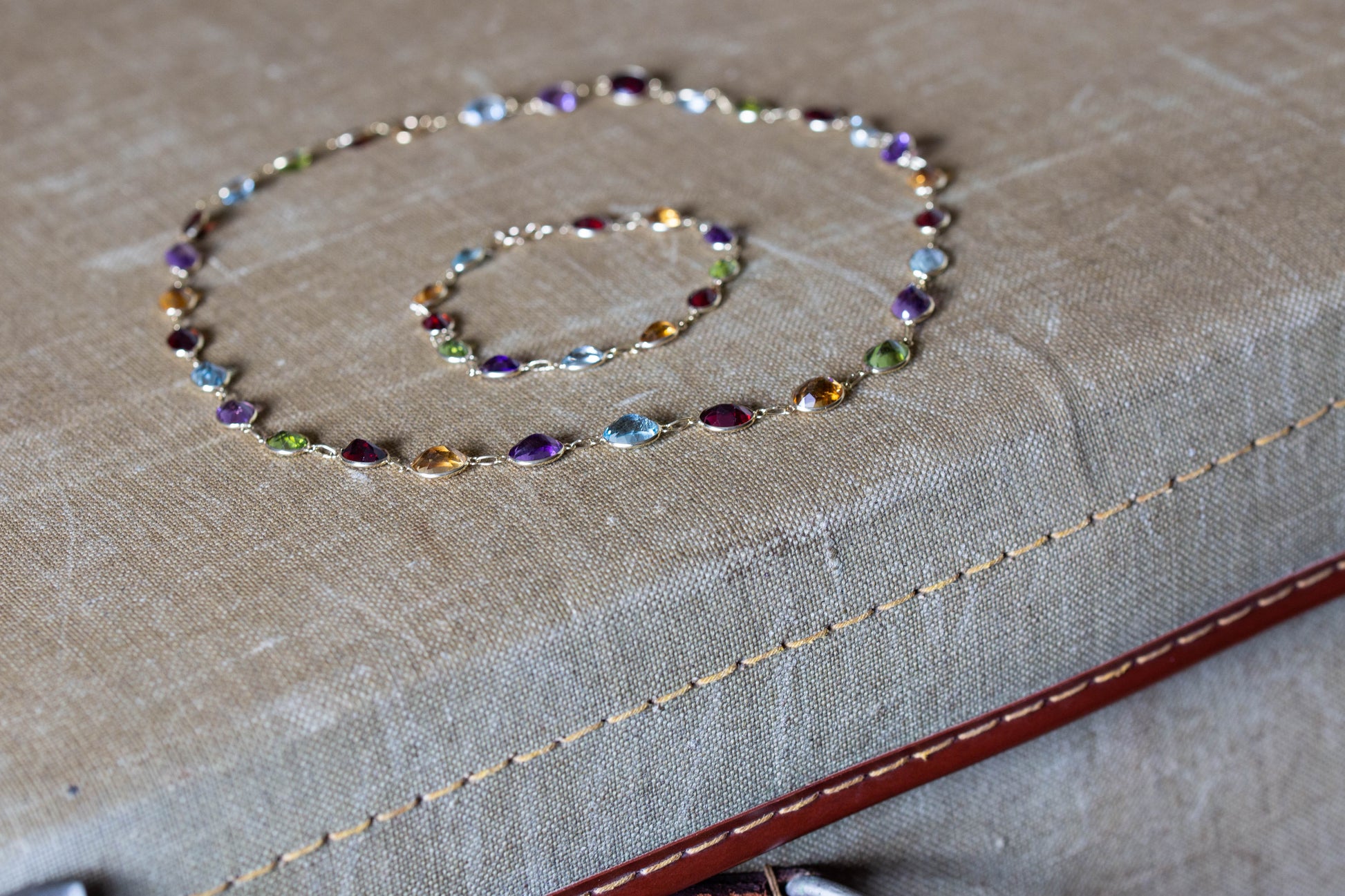 Yellow Gold Multistone Necklace — view 5