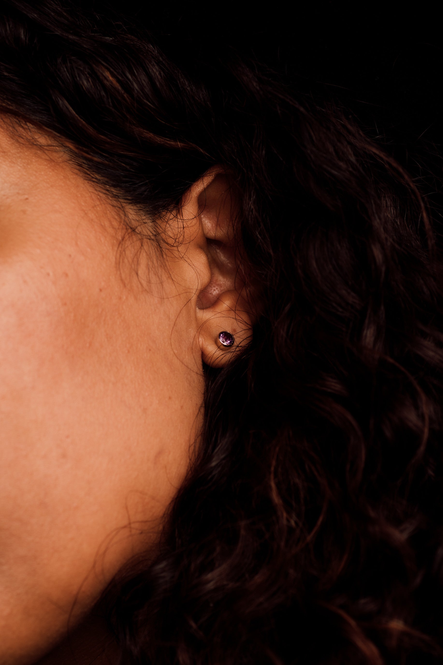 Amethyst Stud Earrings — view 2