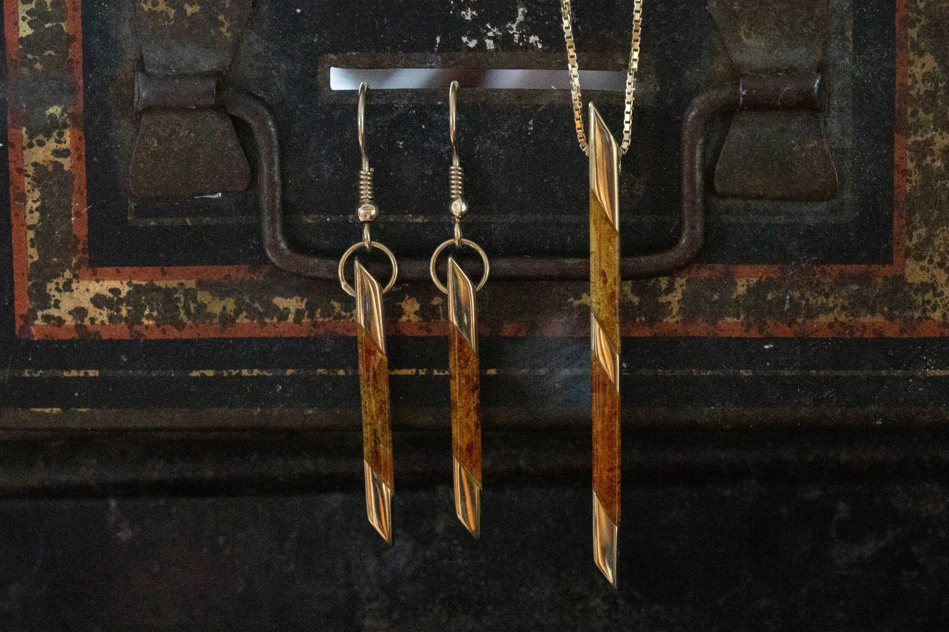 Amber and Gold Drop Pendant