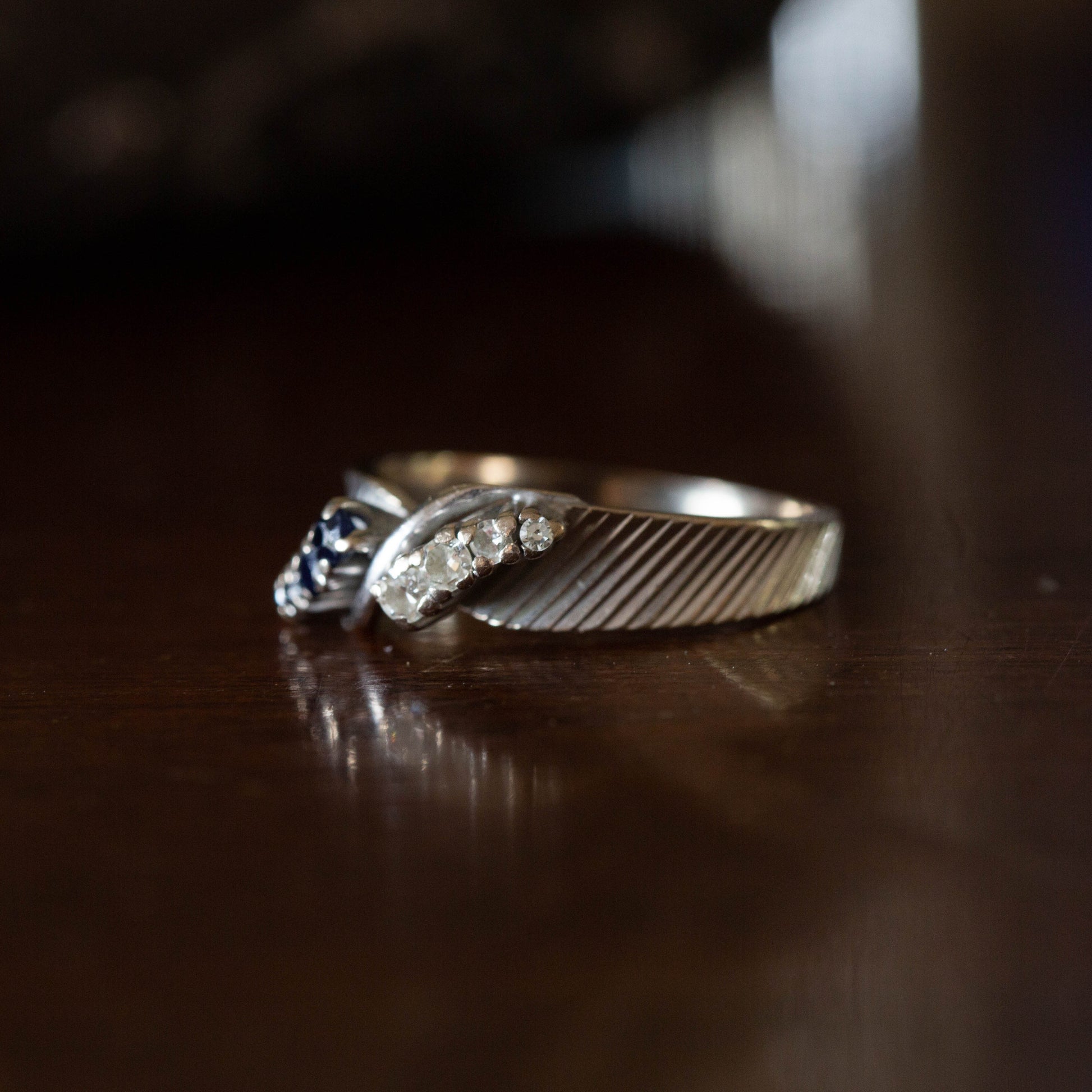 Sapphire and Diamond Twist Ring — view 4