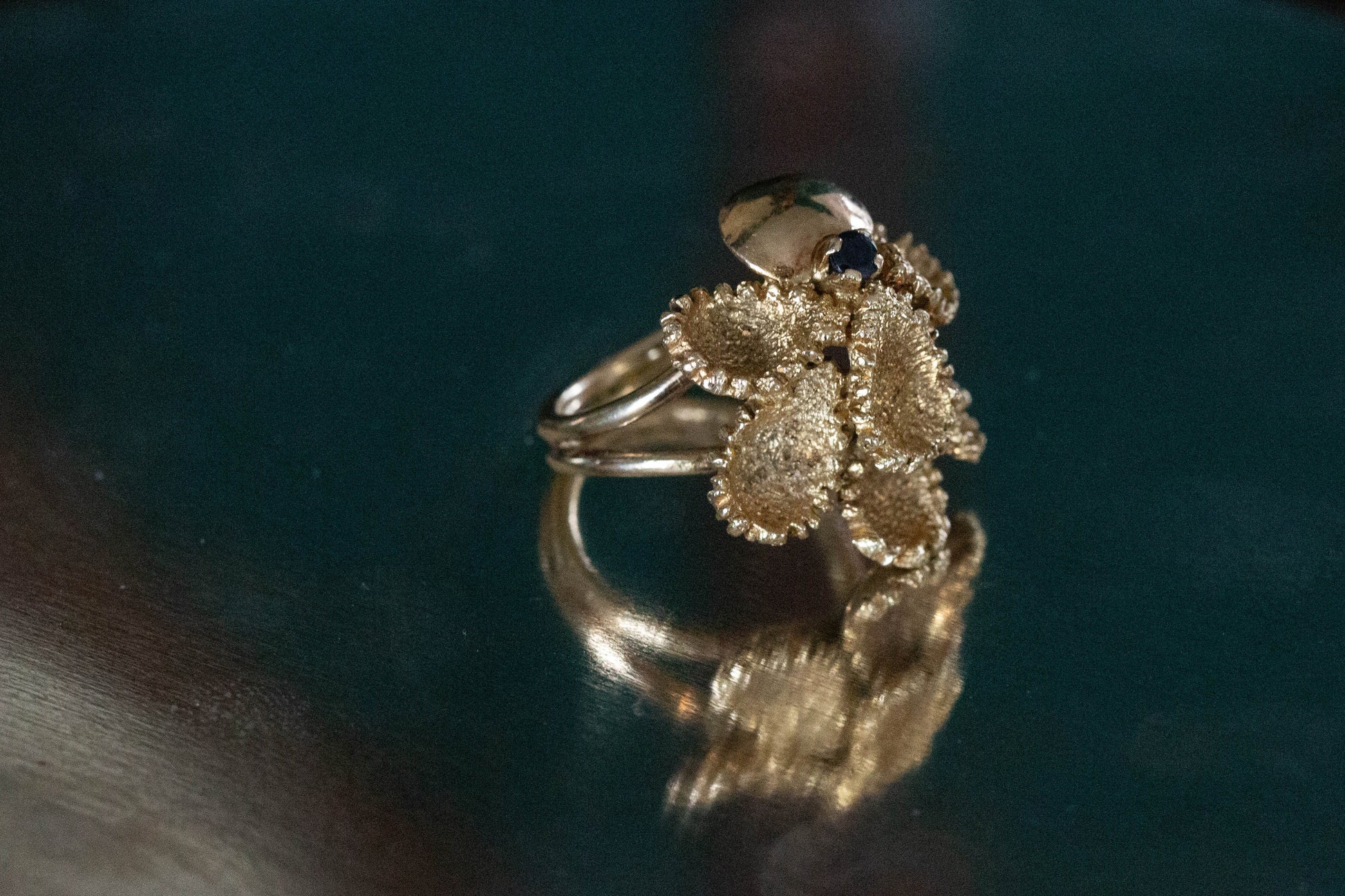 Sapphire and Gold Dress Ring — view 3