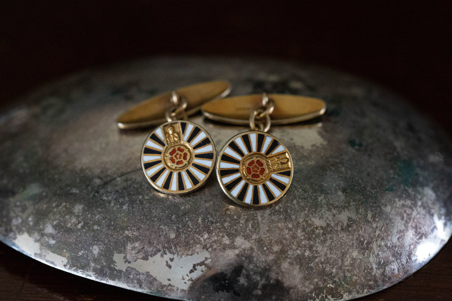 Chain Link Japanese Motif Cufflinks