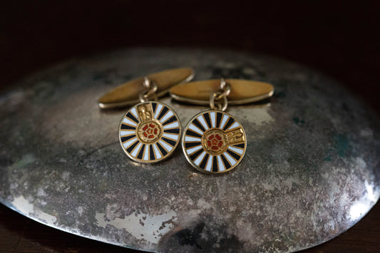 Chain Link Japanese Motif Cufflinks