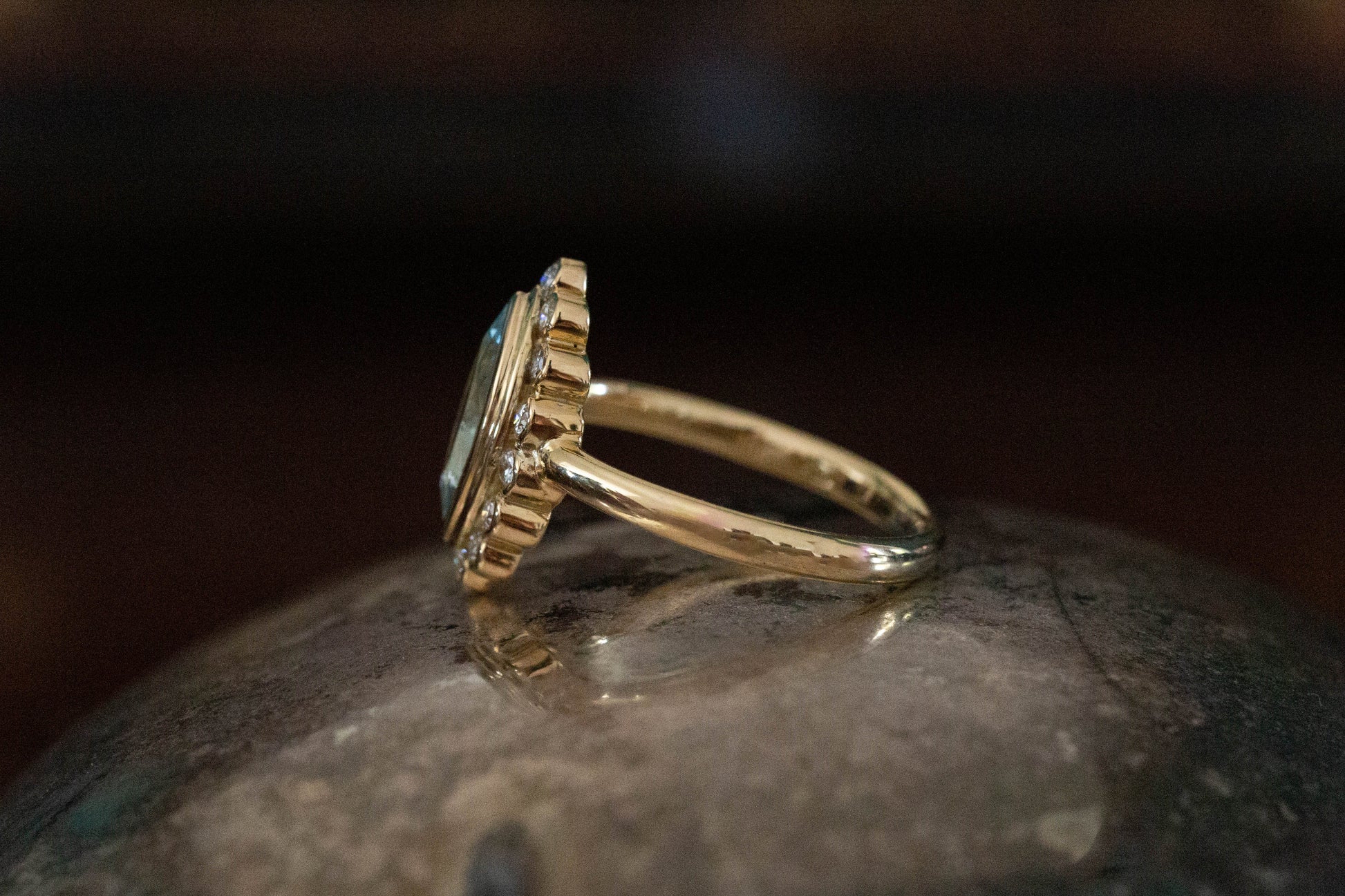 Marquise Aquamarine and Diamond Cluster Ring — view 4