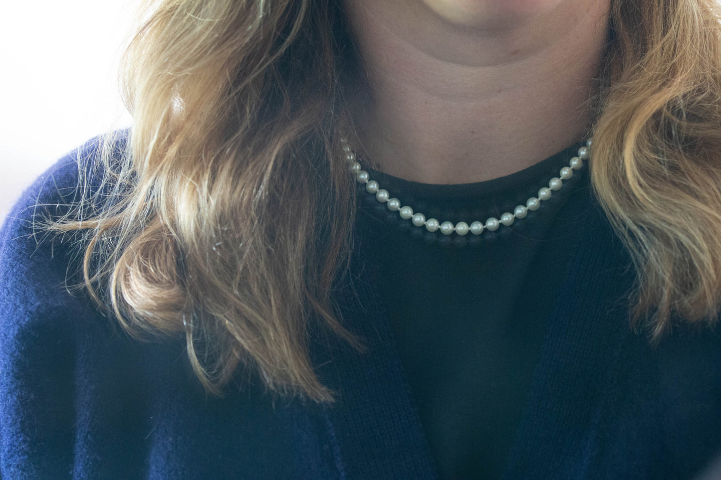Single Strand Pearl Necklace — view 2