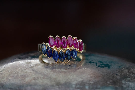 Marquise Cut Sapphire and Ruby Band