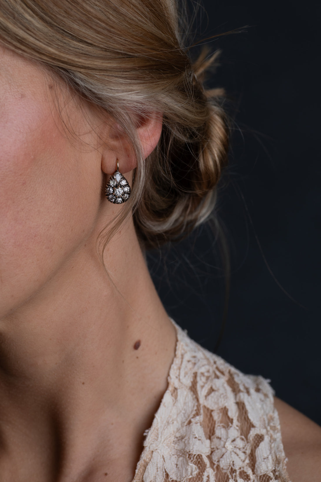 Victorian Diamond Teardrop Earrings